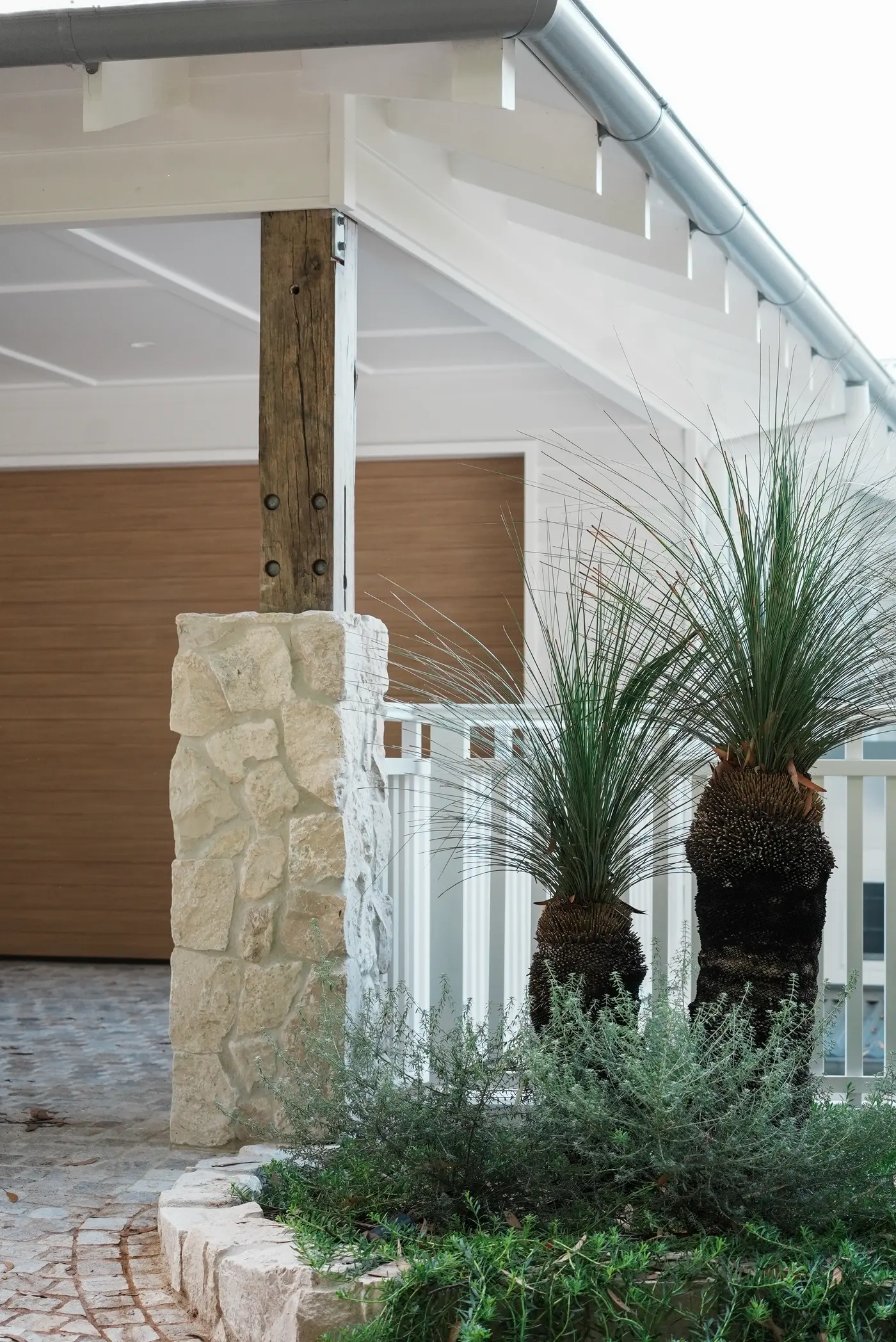 Stone and timber pillar