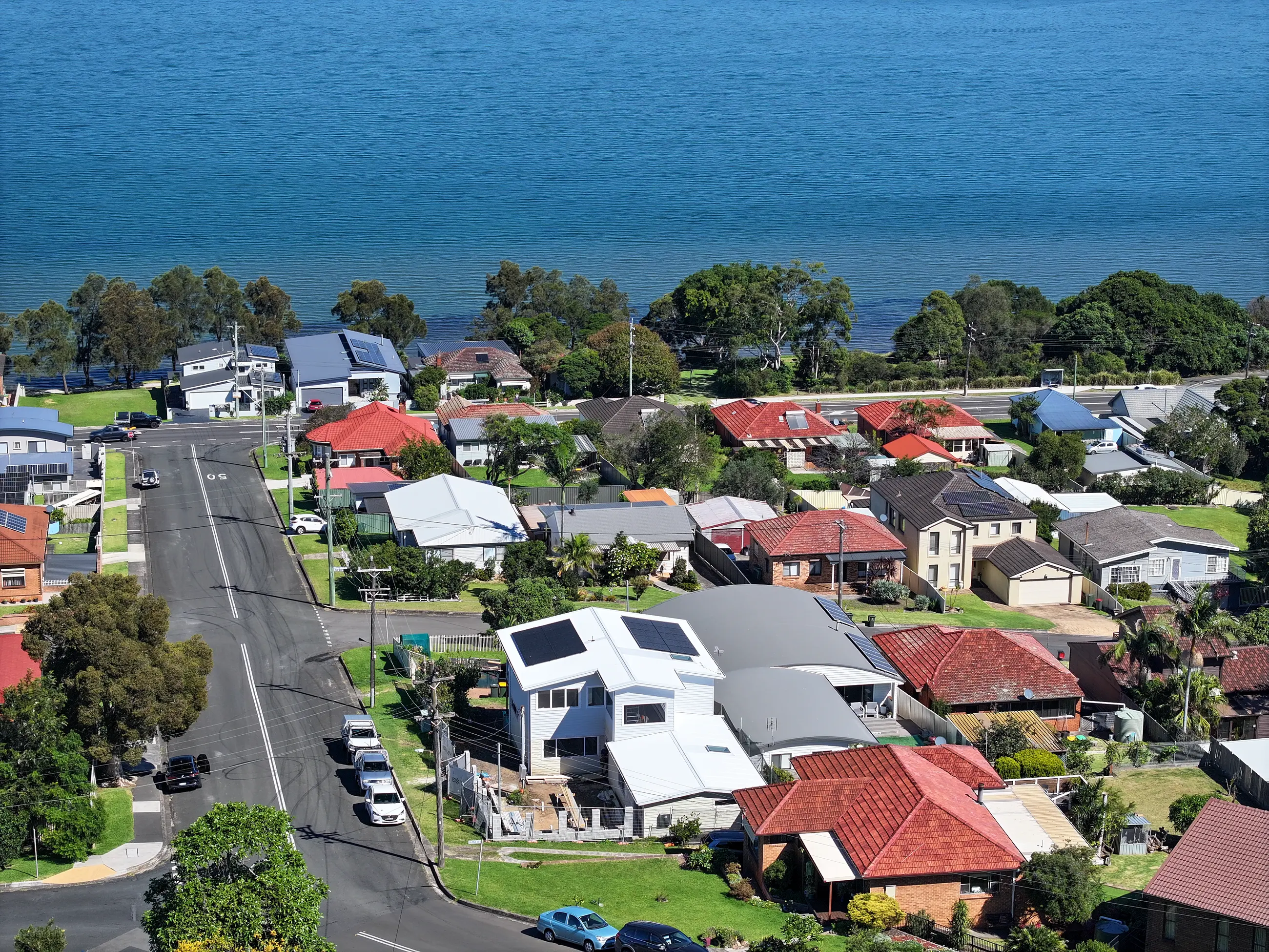 Aerial over a Sydney coastal suburb
